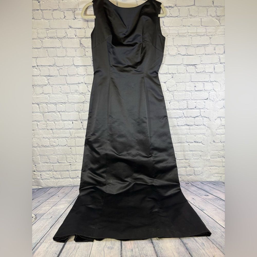 VINTAGE Royal Lynne Black Satin Sleeveless Formal Wedding Party Classic Dress 14
